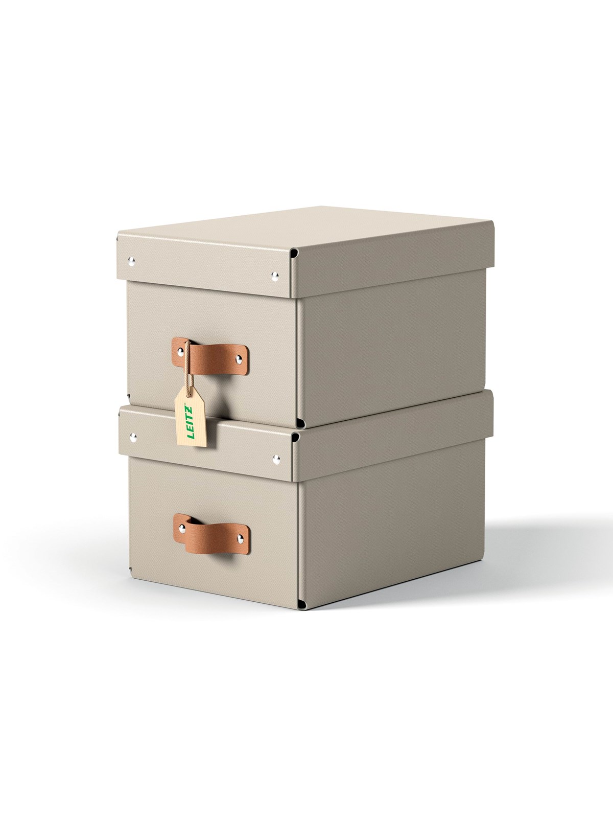Leitz Puro Aufbewahrungsbox mit Deckel, klein, 7L, 100% Recyclingkarton, 2er-Pack, Beige