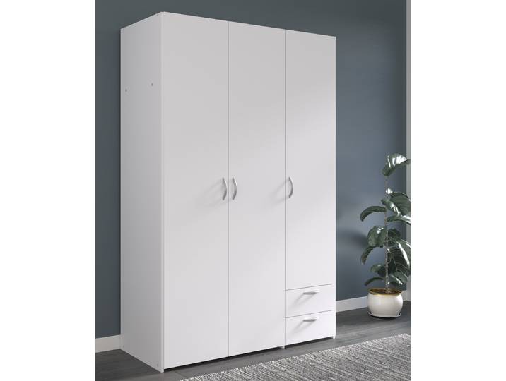 Kleiderschrank PARISOT Daily 2 , weiss (weiß), B:120cm H:185cm T:51cm, Holzwerkstoff, Schränke, Kleiderschrank