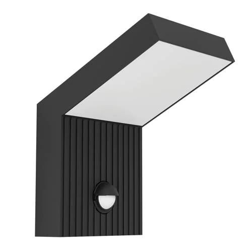 Eglo Grottazzolina Wandlamp Buiten met LED en Sensor - Zwart/Melkkleurig