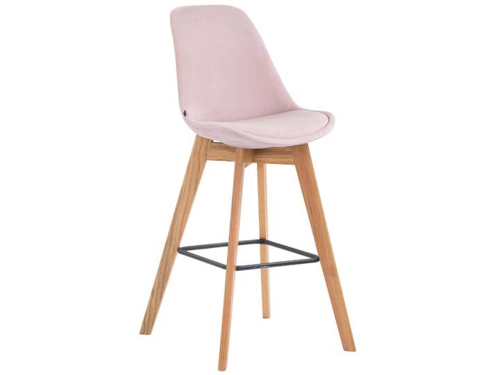 CLP Barhocker Samt Pink, Holz, 48x112x56 cm, Esszimmer, Barmöbel, Barhocker
