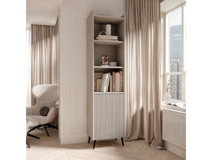 Bibliothèque sur pieds SCALA - 5 compartiments - pour Salon Bureau Chambre - 52x41x180 cm - Cachemire