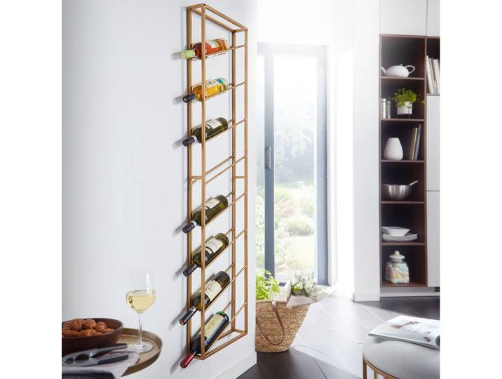 Étagère à vin murale Durgawa Fer, thermolaqué Doré/Doré 36 x 150 x 8cm