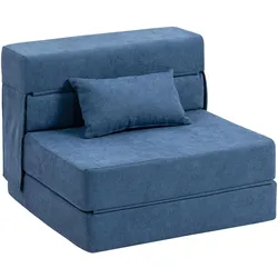 3 in 1 Schlafsessel, klappbares Schlafsofa mit Bettfunktion, Lendenkissen, Blau