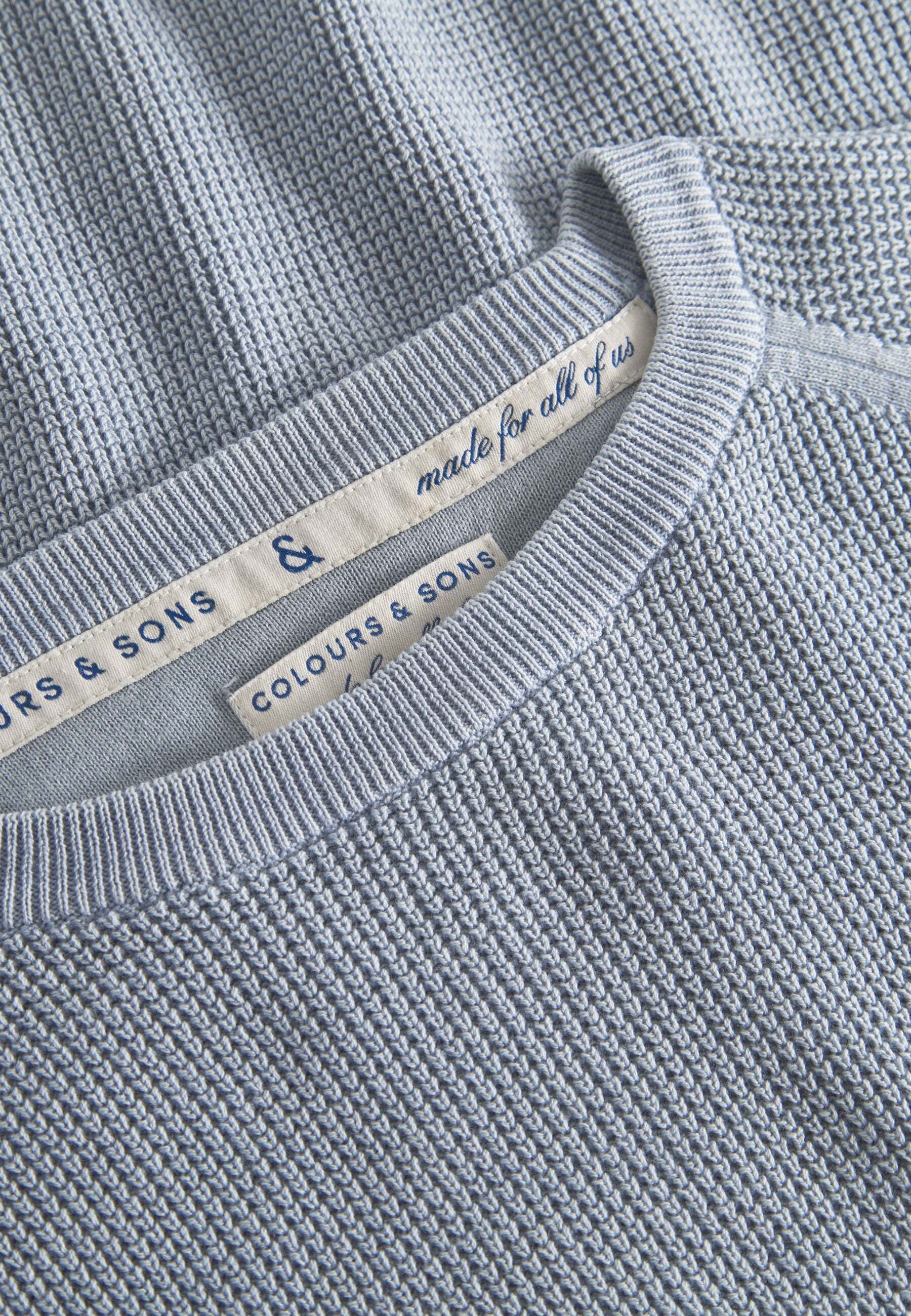 Strickpullover COLOURS & SONS "colours & sons Pullover Roundneck-Washed", Herren, Gr. M, blau (hellblau), Obermaterial: 100% Baumwolle CO., Pullover Strickpullover hellblau M