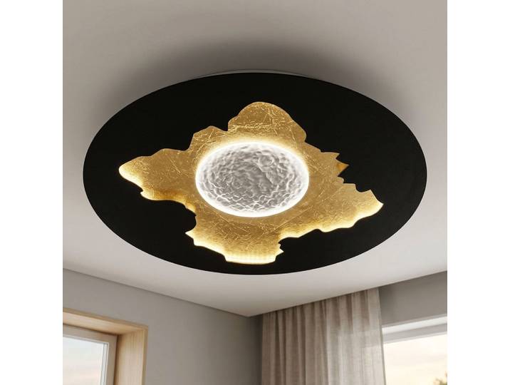 Plafonnier Led Plafonnier De Salon À Intensité Variable Noir Métal H 4\,9 Cm