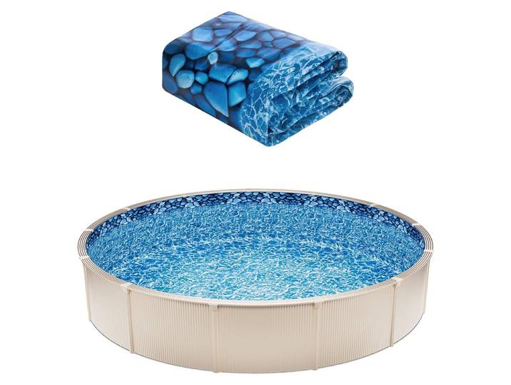 Revêtement de piscine rond VEVOR\, φ1006x120cm\, revêtement en vinyle\, résistant à l'usure\, adapté aux piscines hors sol avec une hauteur de paroi de 132cm