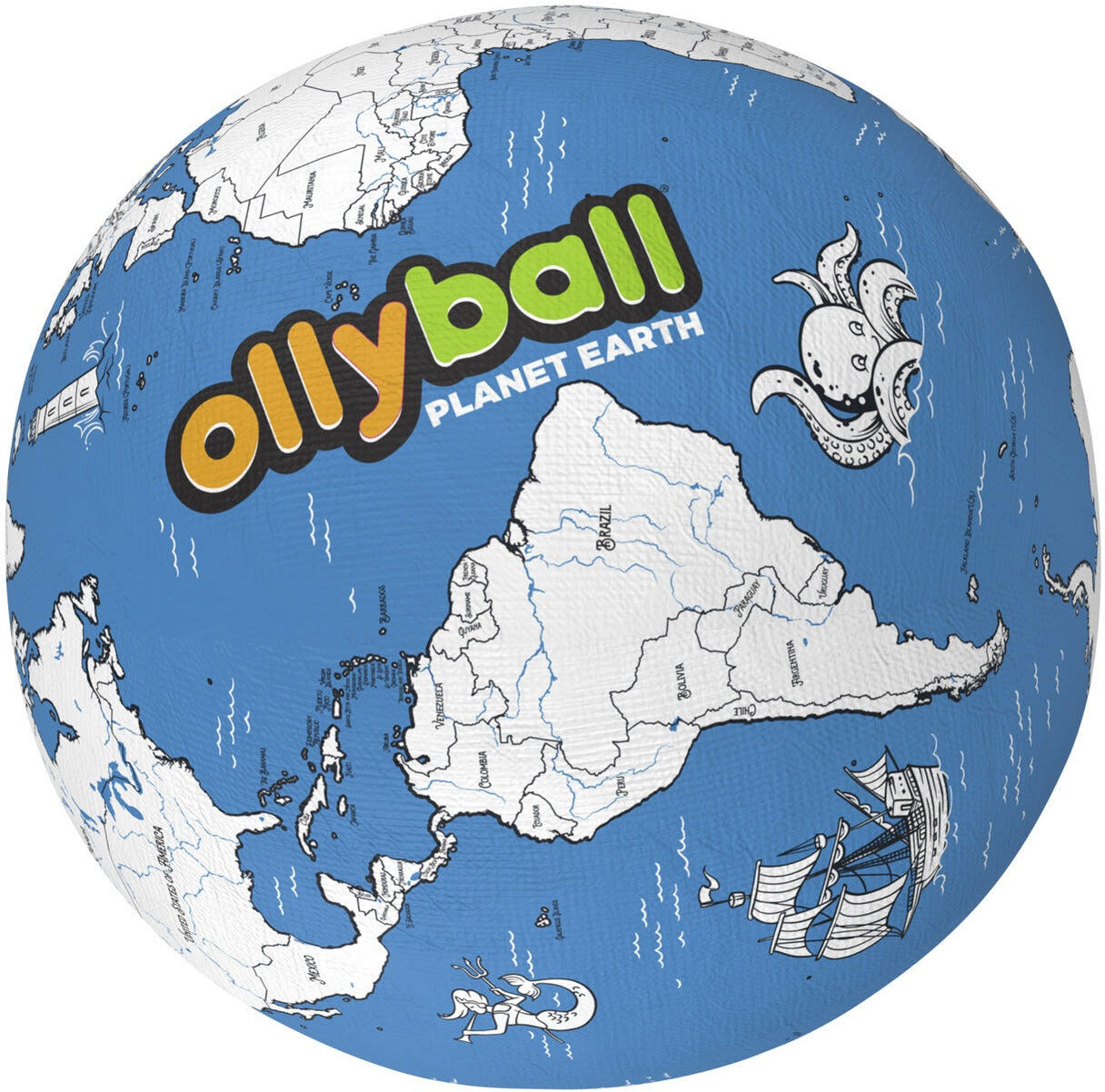 Ollyball Planet Earth 22-Inch Mega STEAM Inflatable Globe for Kids - 22 in - Victury Sports