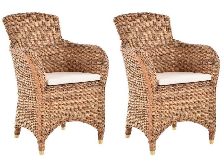 Krines Home Esszimmersessel 2er Set Esszimmersessel Rattan Esszimmerstuhl mit Armlehne Sessel