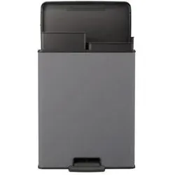 Curver Deco Bin Duo Prullenbak - 26L+26L - Afvalscheiding - Rechthoekig - lichtgrijs, Abfalleimer, Grau