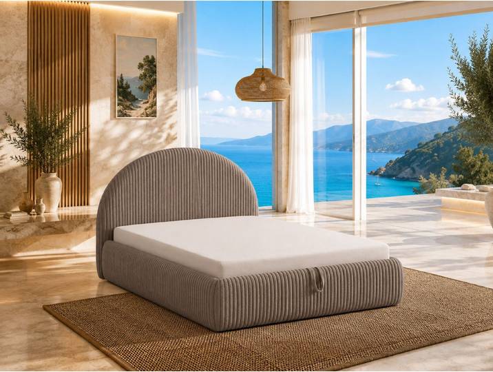 Best for Home Boxspringbett TEDI Polsterbett mit Bettkasten, Cord-Kopfteil & Bonell-Federkern (Set, 1-St., Polsterbett mit Bettkasten), Gerundetes Cord-Kopfteil, integrierter Bettkasten mit Gasdruckfedern