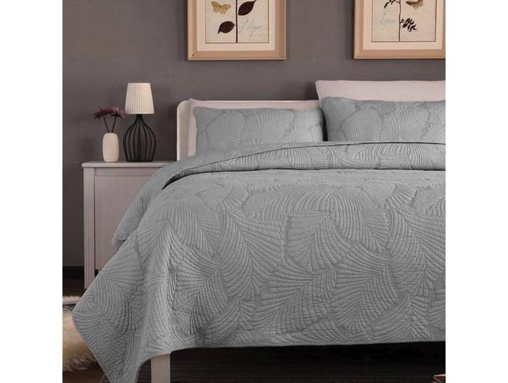 Boutis brodé Filoa en polyester gris 130 x 160