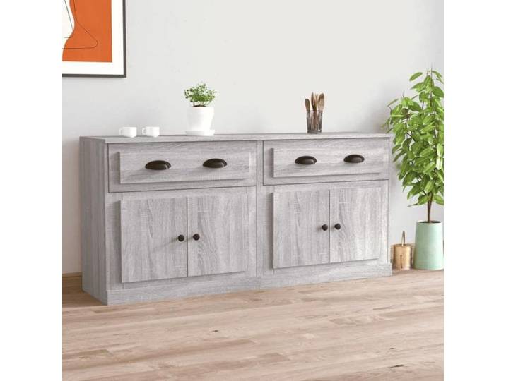 (ON SALE)(2 pcs)Buffets Meuble d'Entrée - Buffet Salon sonoma gris Bois d'ingénierie EU343953
