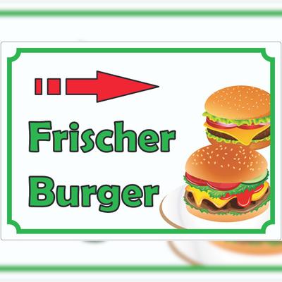 HB-Druck Frischer Burger Aufkleber mit Pfeil rechts A1 (594x841mm)
