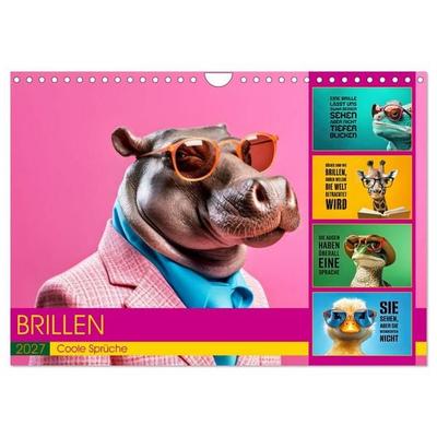 BRILLEN - coole Sprüche (Wandkalender 2027 DIN A4 quer), CALVENDO Monatskalender