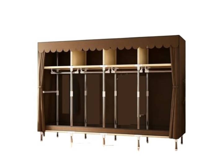 Geräumiger Schrank-Organizer for Wohnheime mit insgesamt 8 Stauräumen Kleiderschrank aus Metallrohr mit staubdichter Abdeckung, 78,7 x 17,7 x 66,9 Zoll