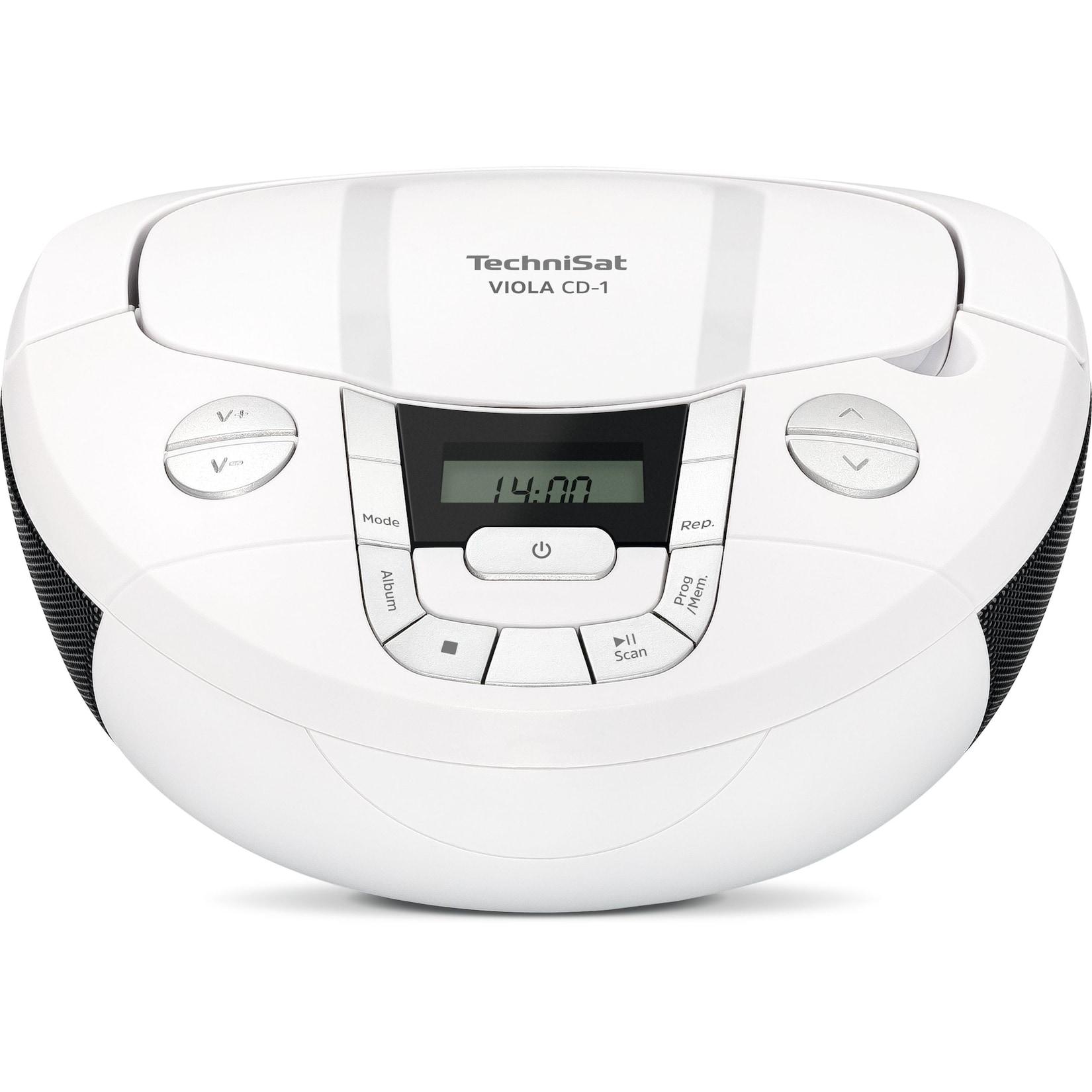 TechniSat Viola CD-1 Boombox mit Bluetooth, Batteriebetrieb & CD-Player weiß