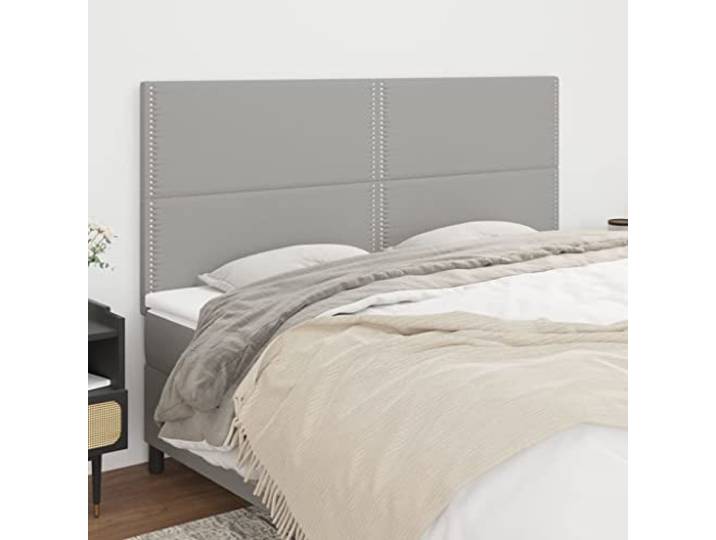 RJPLMFV Kopfteil, hellgrau, 180 cm, Stoff Höhenverstellbar, stabile Holzfüße, gepolstert, dekorative Nieten, für Erwachsene