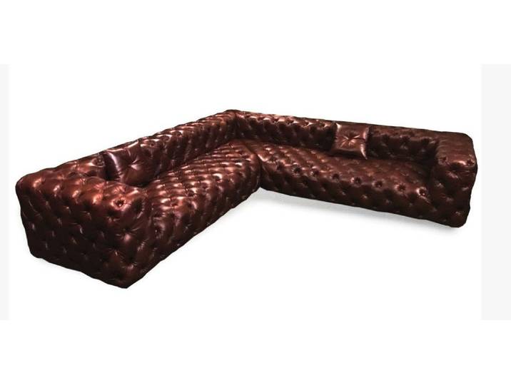 Xlmoebel Chesterfield-Sofa Ecksofa im Chesterfield Design aus echtem Leder in elegantem Stil, Ecksofa, Hergestellt in Europa