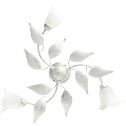 Belight -  Olga - Deckenleuchte weiß, Antiksilber & Alabasterglas, Ø67, H20, 3-flammig - BL155-PL3-BA