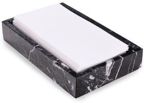 Bey Berk Ezra Black Zebra Genuine Marble Guest Towel Tray
