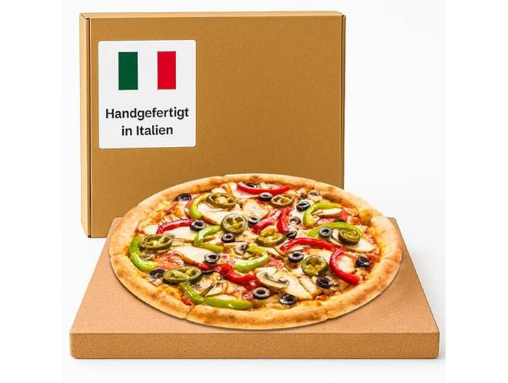 Megrill Biscotto Pizzastein 49,5 × 49,5 × 2 cm, Terrakotta Handgefertigter Terrakotta-Backstein als Ersatzstein für kompatible Pizzaöfen, bis 500 °C, ideal für Pizza und Brot