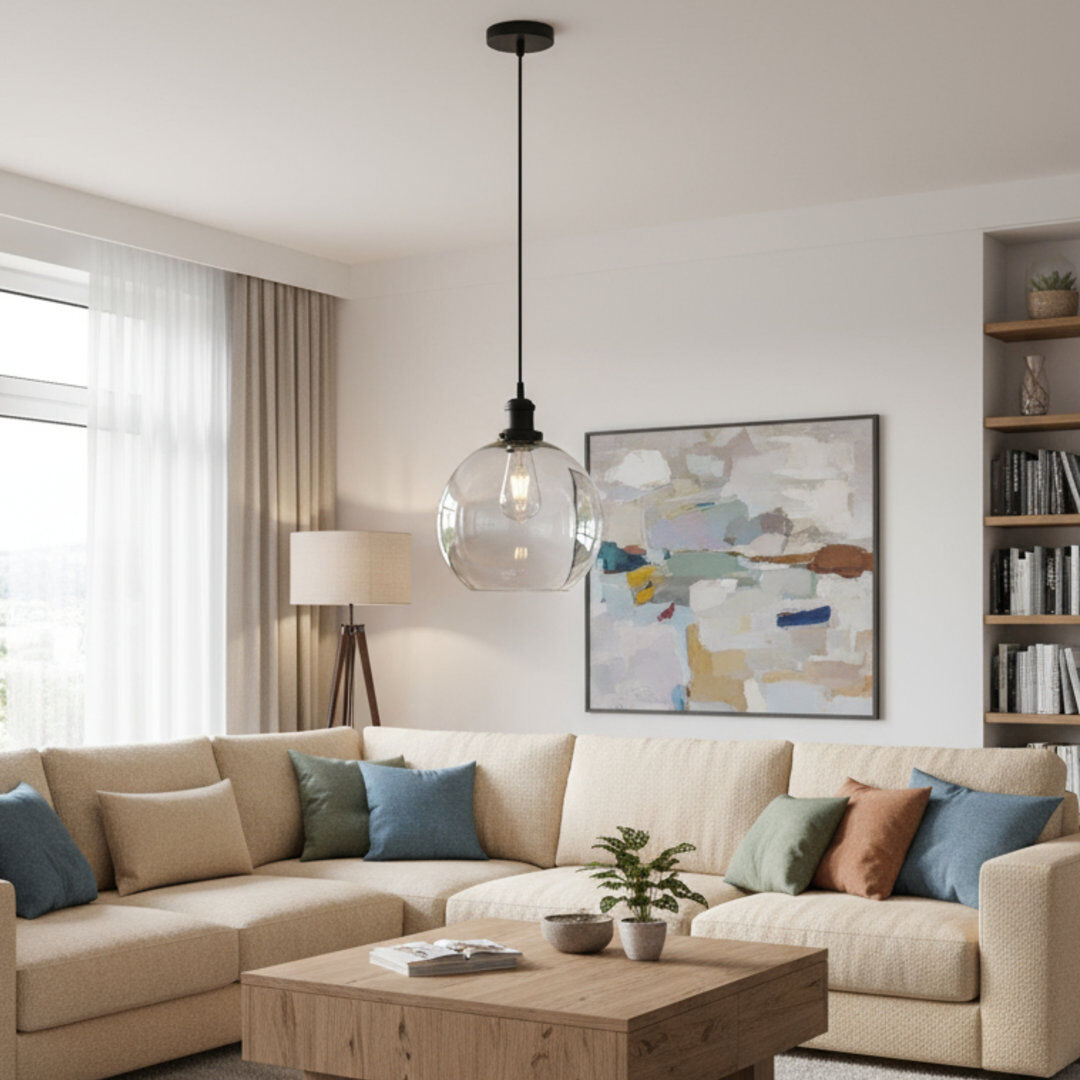 Loxton Lighting 1 - Light Sphere Pendant Clear 25cm H X 25cm W X 25cm D