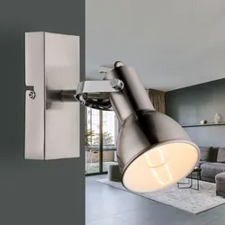 Wand Leuchte Lampe Spot Beweglich Beleuchtung Metall Nickel Matt Schlaf Zimmer