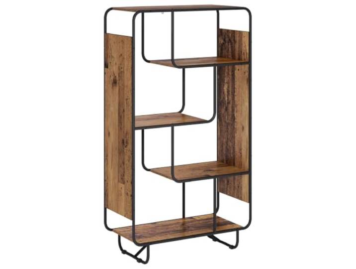 Favemtsl Highboard Standregal Offen 80x37,5x144 cm Altholz-Optik 5 offene Ablagen im Industrie-Design mit stabilen Stahlbeinen für Küche, Wohnzimmer und Flur, pflegeleicht abwischbar.