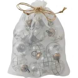 IB Laursen Mini-Weihnachtskugeln Klar mit Muster 12er-Set, Ø 3,3 cm