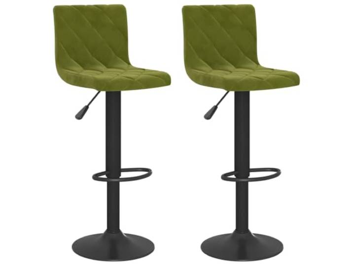 HBBMGYD Barhocker, 2 Stück, hellgrün, Velours, drehbar Weicher Samt, verchromter Stahl, integrierte Fußstütze, höhenverstellbar, 360-Grad-Rotation, 110 kg pro Sitz
