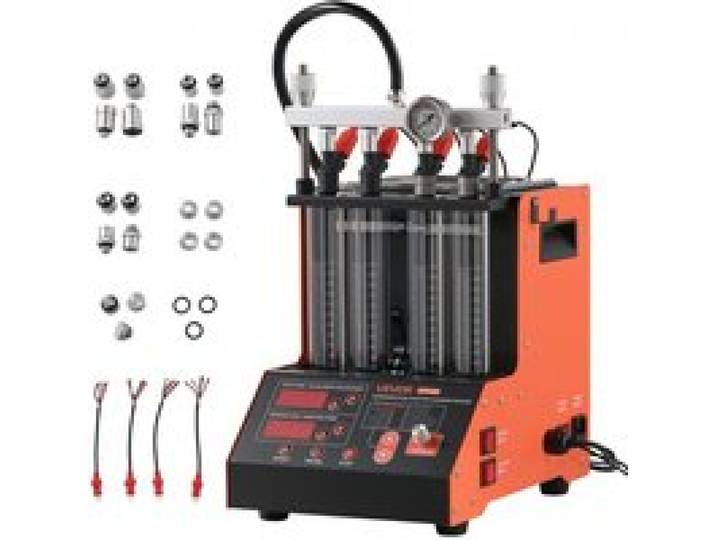 VEVOR Nettoyeur et Testeur d’Injecteurs Essence avec 9 Modes de Test, Banc de Test et de Nettoyage d'Injecteurs par Ultrasons à 4 Cylindres, pour Voiture Atelier, 28 kHz, avec Vanne de Purge