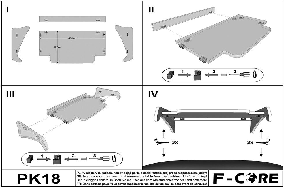 F-CORE PK18 GRAY Dash table