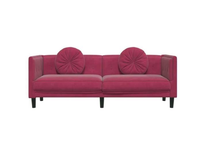 Mxzzand Canapé avec coussins 3 places rouge bordeaux velours - OWL116220