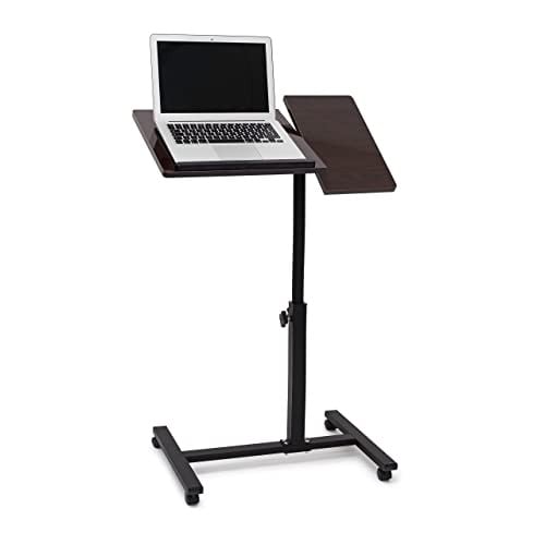 Relaxdays Laptoptafel op wieltjes, verstelbare en draaibare computerdesk, zwart, H x B x D: 95 x 60 x 40,5 cm