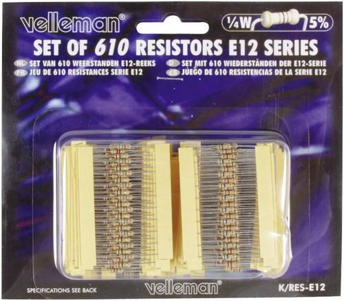 Whadda K/RES-E12 K/RES-E12 Kohleschicht-Widerstand Sortiment axial bedrahtet 0.25W 5% 1 Set