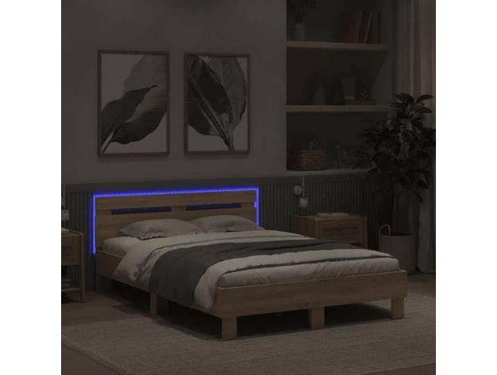 Lit 120x190 cm Lit simple VIDAXL Cadre de lit MODERNE avec LED sans matelas chêne sonoma L8564