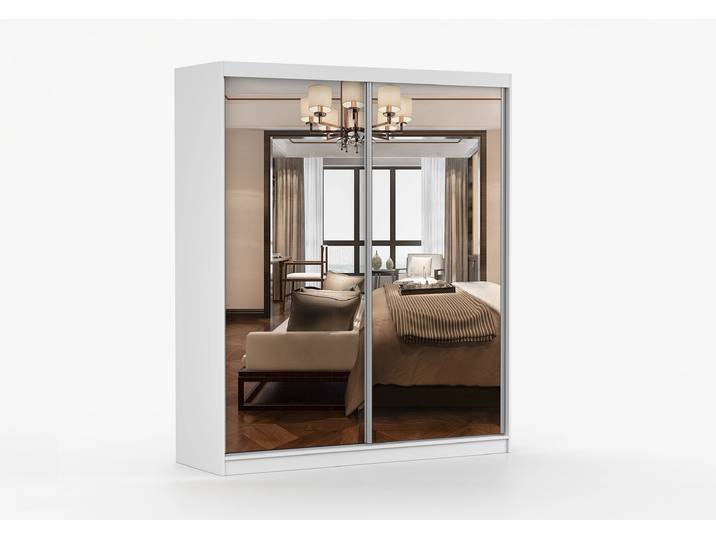 Schwebetürenschrank MULTI 20 183 cm Weiß Spiegel