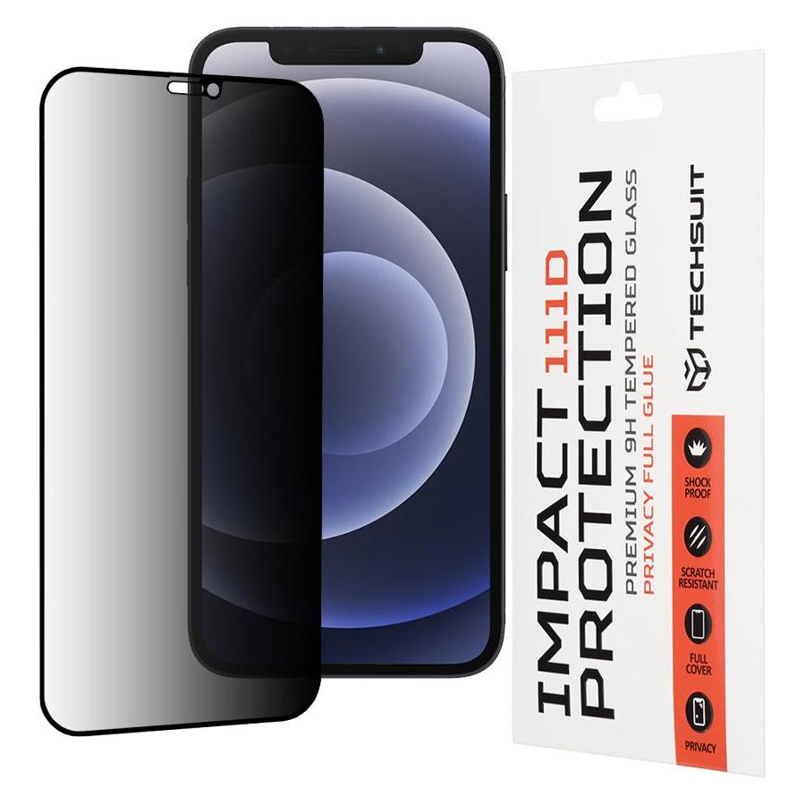 Techsuit - 111D Privacy Full Glue - iPhone 12 / iPhone 12 Pro - Black (Apple iPhone 12, Apple iPhone 12 Pro) (56349376)