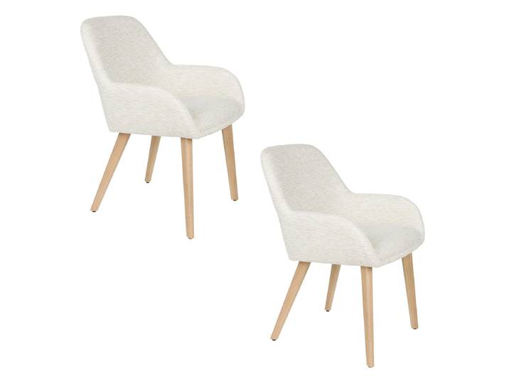 Esszimmerstuhl Loua 2er-Set – aus Polyester in Off-Weiß - Off-Weiß - Luxusbetten24