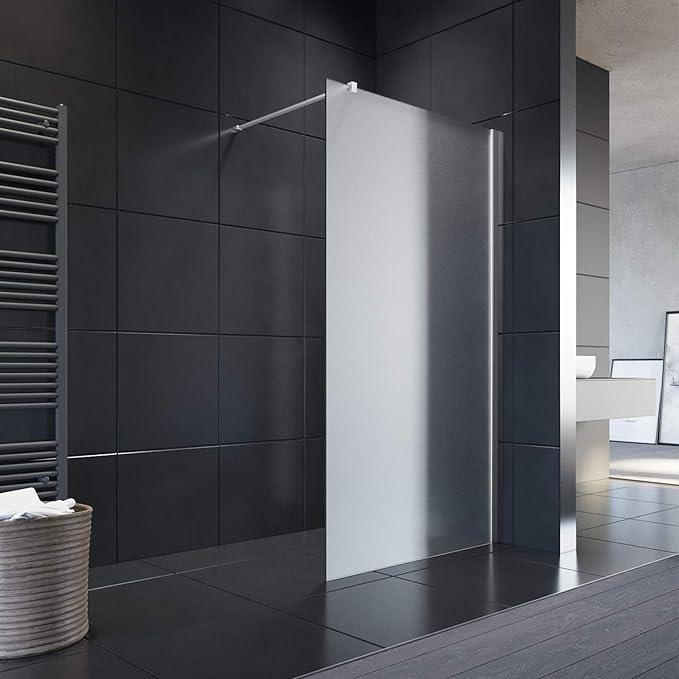 90x200 cm Walk-In Dusche mit Stabilisator aus 8 mm Vollsatiniert Glas inkl. Nanobeschichtung