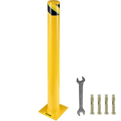 Steel Safety Bollard, Yellow Powder Coated Pipe Barrier With Anchor Bolts, Ideal Safety Barrier Bollard For Parking Steel Safety Bollard, Yellow Powder Coated Pipe Barrier With Anchor Bolts, Ideal Safety Barrier Bollard For Parking