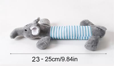 JoyToys Stuffingless Plush Dog Toy Squeaky Crinkle Enhanced Chew Toy For Large Breeds Simulated Animal Design grey