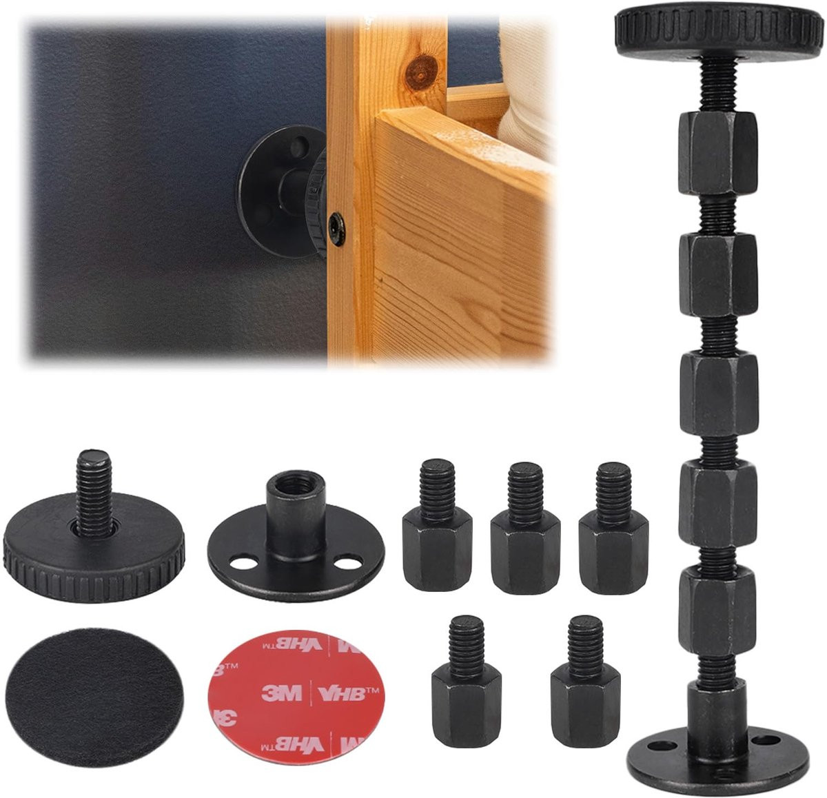 4 stuks Bedframe Stabilisatoren - Verstelbare Anti-Schok Gereedschappen met Pads - Zwart