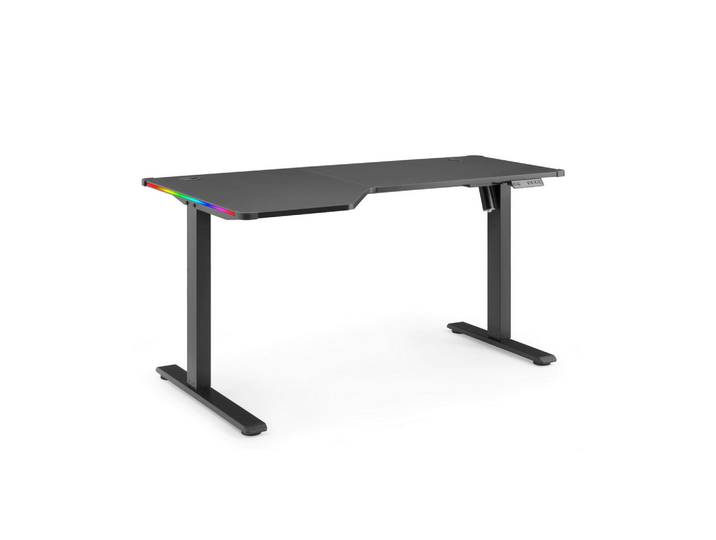 Mid.you Schreibtisch, Schwarz, Holz, rechteckig, 80x72-110x140 cm, höhenverstellbar, USB-Anschlüsse, Holzmöbel, Holztische, Schreibtische Holz, Schreibtische Holz