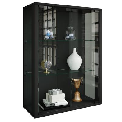 Wandregal VCM "Wandvitrine Hängevitrine Glasvitrine Glas Udina M", schwarz, B:60cm T:25cm, Regale, Wandregal