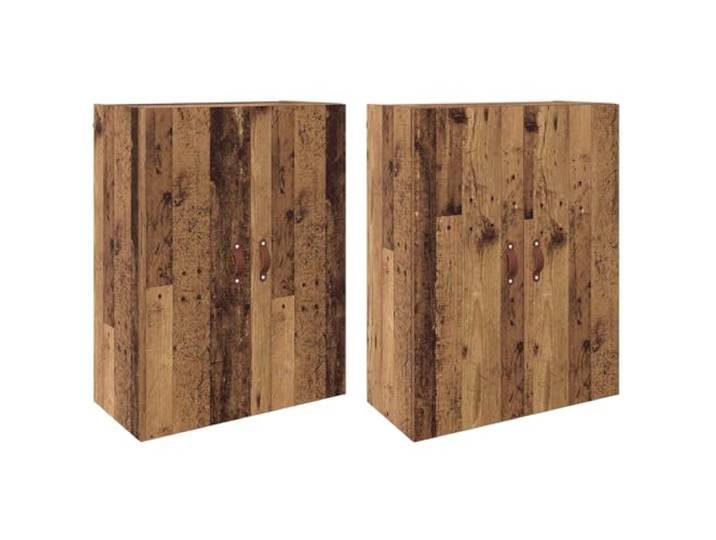 Makastle Wandschrank 2 STK. aus Holzwerkstoff mit Wandhalterung, 2 Türen, 69,5 x 34 x 90 cm, Rechteckig