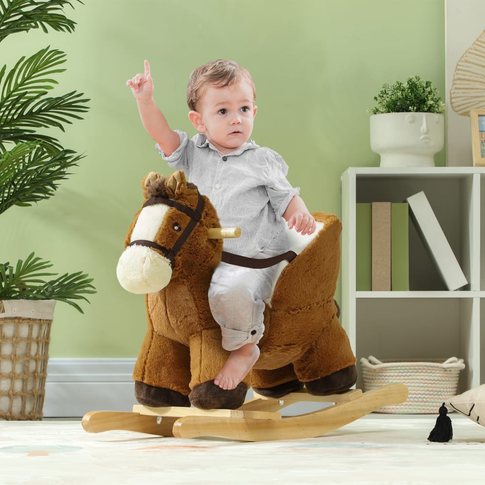 AIYAPLAY Caballo balancín 68x33x45 cm marrón