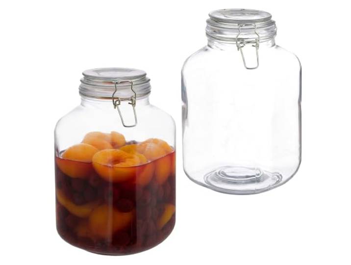Bocaux Relaxdays\, en lot de 2\, 3 l\, transparents Couvercles à fermeture à clip\, mise en conserve\, conservation\, bocaux de conservation