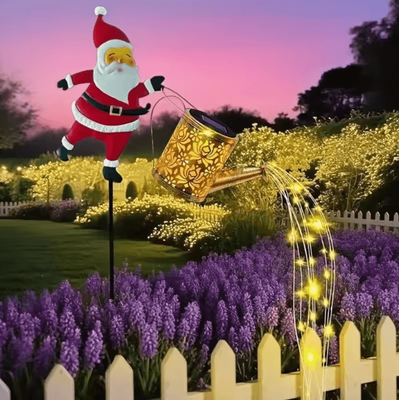 Uplift Curations Solar Santa Claus Kettle Garden Lights Outdoor Christmas Yard Decoration design B
