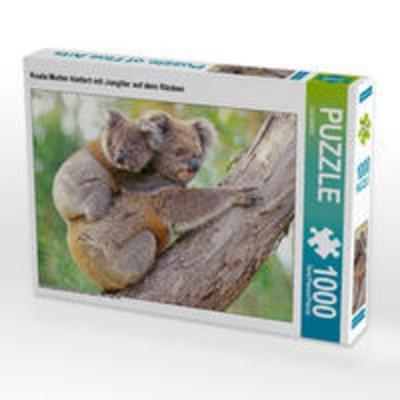 CALVENDO Puzzle Koala-Mutter klettert mit Jungtier auf dem Rücken | 1000 Teile Lege-Größe 64x48cm Foto-Puzzle für glückliche Stunden